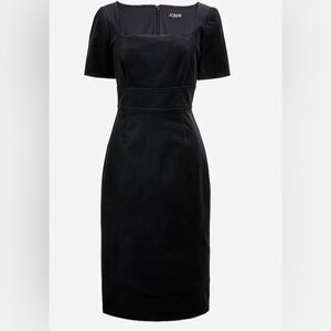 NEW J. Crew Square Neck Black Velvet Sheath Dress Size 10